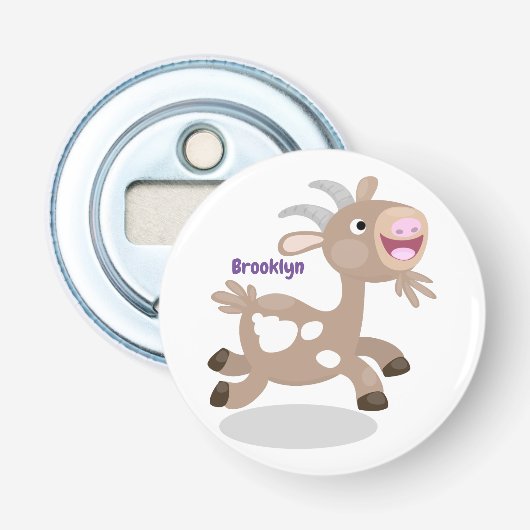 かわいい幸せなビリーヤギの漫画 栓抜き (正面)