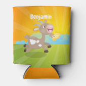 かわいい幸せなビリーヤギの漫画 缶クーラー (正面)