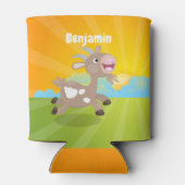 かわいい幸せなビリーヤギの漫画 缶クーラー (裏面)