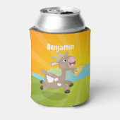 かわいい幸せなビリーヤギの漫画 缶クーラー (缶裏面)