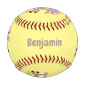 かわいい幸せなビリーヤギの漫画 野球ボール (正面)