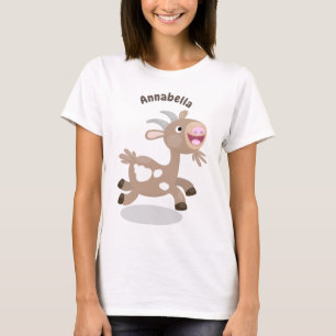 かわいい幸せなビリーヤギの漫画 Tシャツ