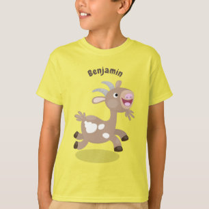 かわいい幸せなビリーヤギの漫画 Tシャツ