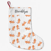 かわいい幸せなピーナッツの漫画パーソナライズされた スモールクリスマスストッキング (正面)