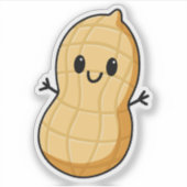 かわいい幸せなピーナッツ 面白い食べ物 シール (正面)