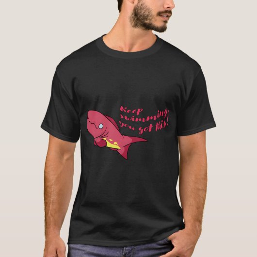 かわいい幸せなプラムフィッシュ - 泳ぎ続ける Tシャツ (正面)