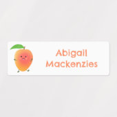 かわいい幸せなマンゴー黄色の漫画パーソナライズされた ラベル (デザイン1)