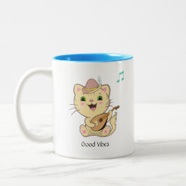 かわいい幸せなミュージカルジンジャータビー猫のツートンコーヒー ツートーンマグカップ