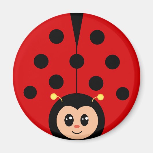 かわいい幸せなレディバグのキャラクター マグネット (正面)