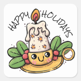 かわいい幸せな休日 スクエアシール