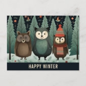 かわいい幸せな冬の森林動物 ポストカード (正面)