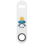 かわいい幸せな太陽雲虹のキャラクター スピード栓抜き (裏面)