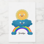 かわいい幸せな太陽 雲 虹 カートゥーン フードラベル (シングルラベル)