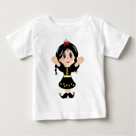 かわいい幸せな女の子のキャラクター ベビーTシャツ