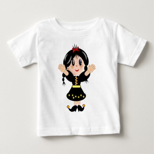 かわいい幸せな女の子のキャラクター ベビーTシャツ (正面)