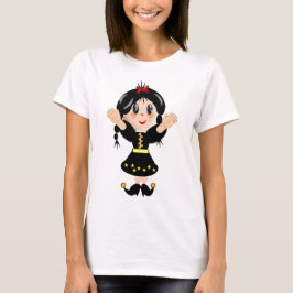 かわいい幸せな女の子のキャラクター Tシャツ