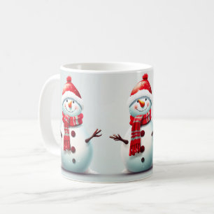 かわいい幸せな子供たち冬の雪だるま コーヒーマグカップ