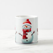 かわいい幸せな子供たち冬の雪だるま コーヒーマグカップ (中央)