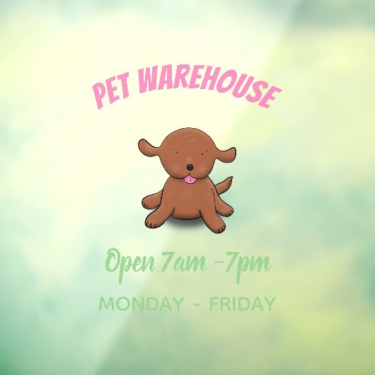 かわいい幸せな子犬の漫画イラストレーション ウィンドウサイン (シート3)