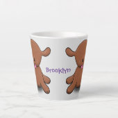 かわいい幸せな子犬の漫画イラストレーション カフェラテマグ (正面)