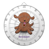 かわいい幸せな子犬の漫画イラストレーション ダーツボード (正面)