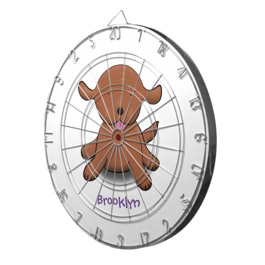 かわいい幸せな子犬の漫画イラストレーション ダーツボード (正面右)