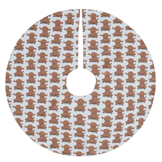 かわいい幸せな子犬の漫画イラストレーション ブラッシュドポリエステルツリースカート (正面)