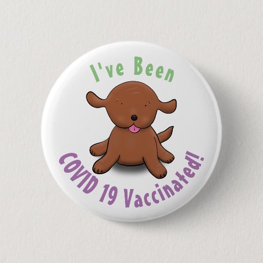 かわいい幸せな子犬の漫画イラストレーション 缶バッジ (正面)