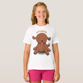 かわいい幸せな子犬の漫画イラストレーション Tシャツ (正面フル)