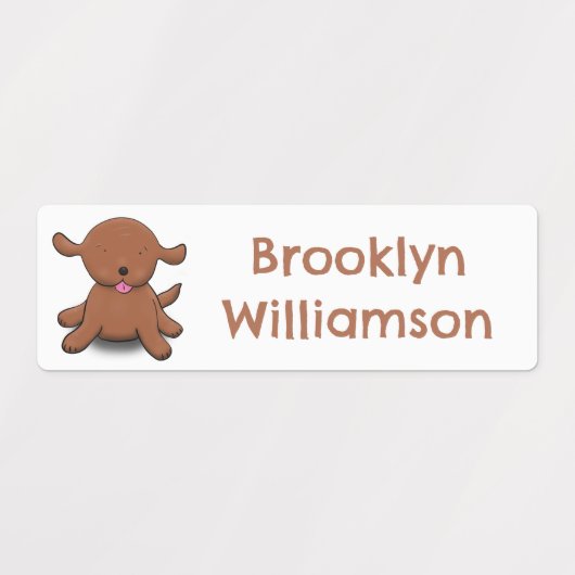 かわいい幸せな子犬の漫画パーソナライズされた ラベル (デザイン1)