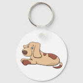 かわいい幸せな子犬の茶色の犬のキーチェーン キーホルダー (正面)