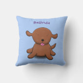 かわいい幸せな子犬の青い漫画イラストレーション クッション (裏面)