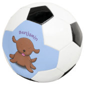 かわいい幸せな子犬の青い漫画イラストレーション サッカーボール (3/4)
