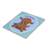 かわいい幸せな子犬の青い漫画イラストレーション タイル (側面)