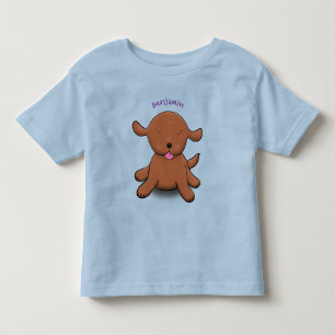 かわいい幸せな子犬の青い漫画イラストレーション トドラーTシャツ