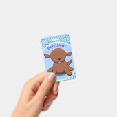 かわいい幸せな子犬の青い漫画イラストレーション バッジ (手持ち)