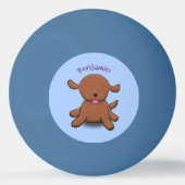 かわいい幸せな子犬の青い漫画イラストレーション 卓球ボール (裏面)