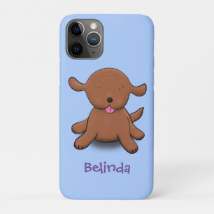 かわいい幸せな子犬の青い漫画イラストレーション iPhone 11 PROケース