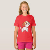かわいい幸せな子犬キッズTシャツ Tシャツ (正面フル)