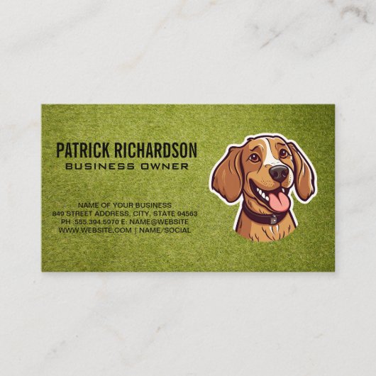 かわいい幸せな子犬 | 犬訓練 名刺 (正面)