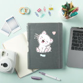 かわいい幸せな子猫とハート シール (iPadカバー)