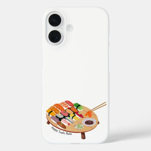 かわいい幸せな寿司プレートiPhone 16ケース Case-Mate iPhoneケース (裏面)