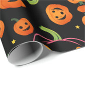 かわいい幸せな小さなカボチャ笑顔の雰囲気 ラッピングペーパー (ロールコーナー)