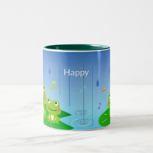 かわいい幸せな小さなヒキガエル二音コーヒーマグ ツートーンマグカップ (中央)