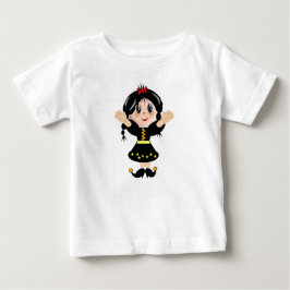 かわいい幸せな小さな女の子の漫画 ベビーTシャツ