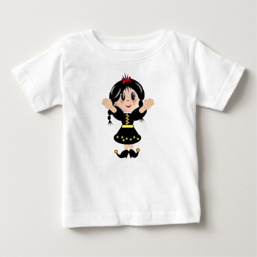 かわいい幸せな小さな女の子の漫画 ベビーTシャツ (正面)