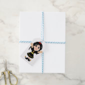 かわいい幸せな小さな女の子漫画 ギフトタグ (より糸付き)