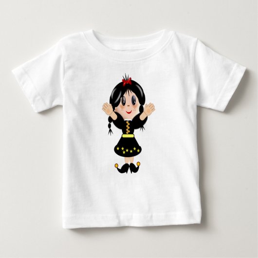 かわいい幸せな小さな女の子漫画 ベビーTシャツ (正面)