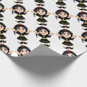 かわいい幸せな小さな女の子漫画 ラッピングペーパー (角)