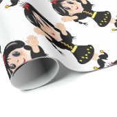 かわいい幸せな小さな女の子漫画 ラッピングペーパー (ロールコーナー)